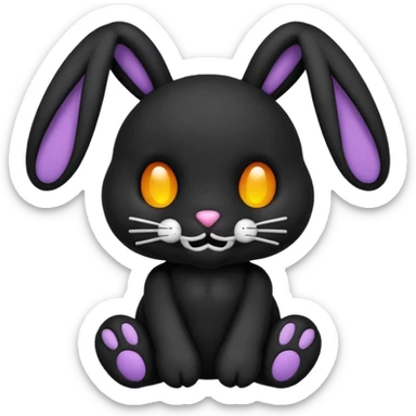 Emoji d'une peluche lapin squelette noir sticker