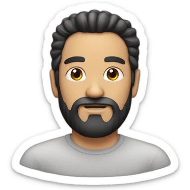 White Man with beard AND black haif of three days AND a shirt sticker