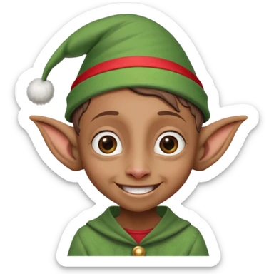 dobby the house elf from harry potter smiling and wearing a christmas elf hat sticker