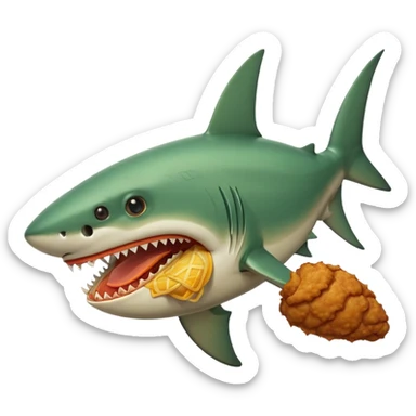 green shark with fried chicken leg in sticker