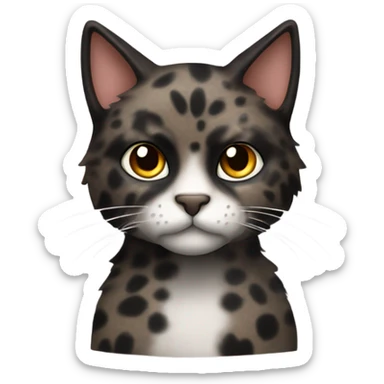 Furry dark beown and black speckled cat sticker