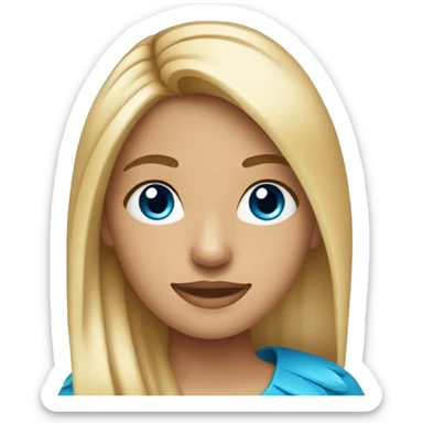 Blonde haired girl with straight hair and blue feather earring sticker