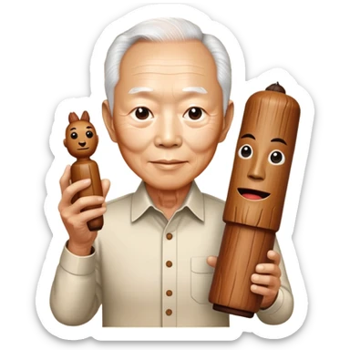 lee kuan yew holding a phallic totem sticker