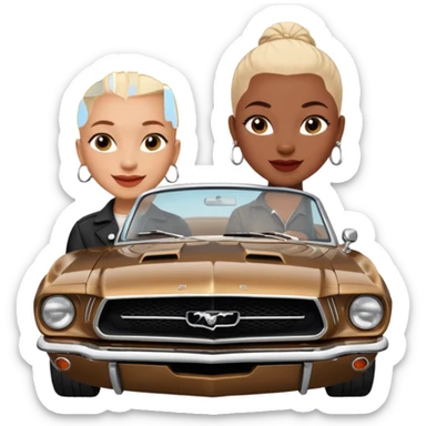 Classic mustang black female shaved head happy birthday sticker