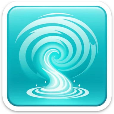 a Tiny compressed Stylized light-turquoise wind tornado symbol inside a pastel gradient white square icon, light turquoise borders sticker