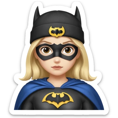 girl superhero with beanie batman sticker