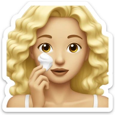 blonde girl applying cream on her face sticker