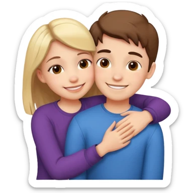 Boy and girl hugging each other in love sticker