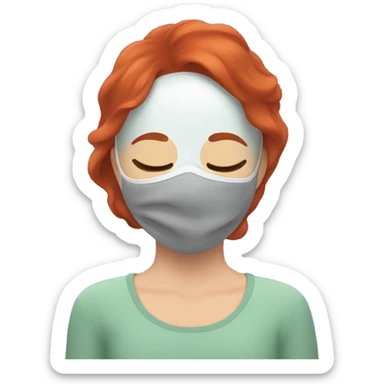 red hair girl face mask sleeping sticker