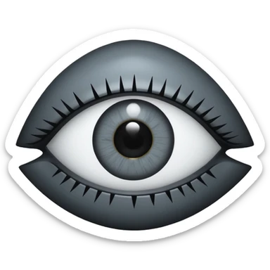 Minimal emoji, gothic futuristic eye, cold grey sclera, pupil replaced by a solid black number 8, occult cyber aesthetic, sharp clean lines, flat emoji design, centered, transparent background sticker