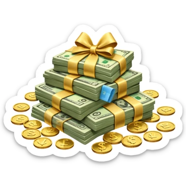 It's an image of money such as coins and bills, but there's only one or two  sticker