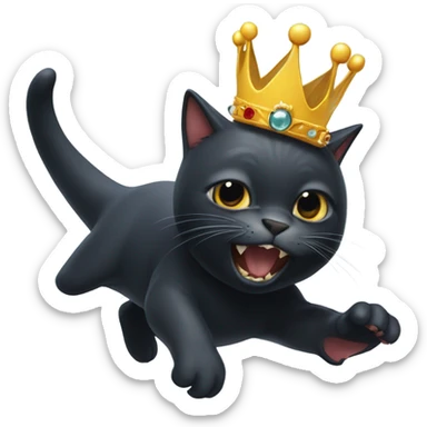 Black cat in a crown punching a shark sticker