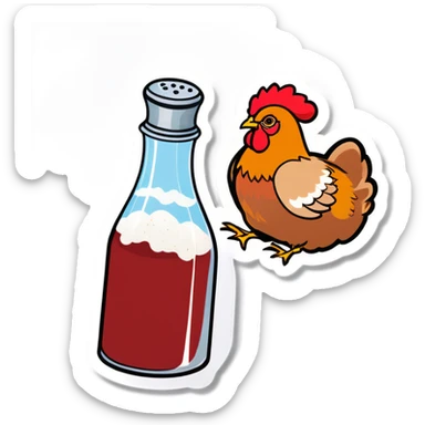 Salt shaker with hen portrait sticker