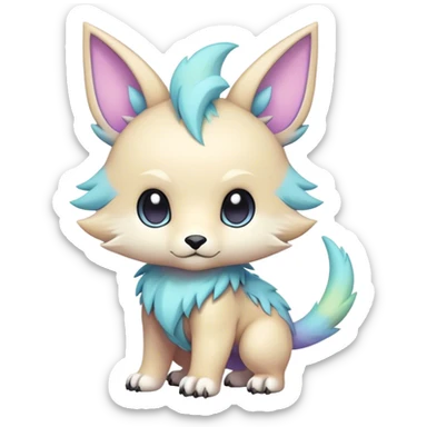 Adorable colorful chibi pastel edgy fantasy animal hybrid Fakemon full body sticker