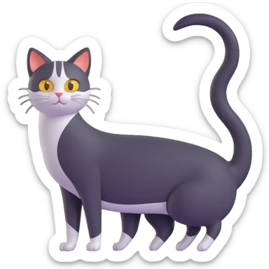 stretching cat with its tail up sticker