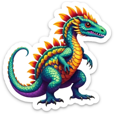 An exotic scaly tropical animalistic fantasy edgy badass cool realistic unique bizarre eccentric Fakémon-creature (full body) sticker
