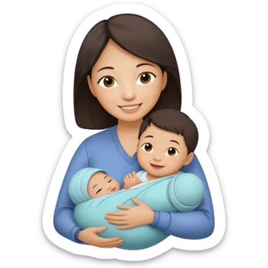 A Chinese mother with her newborn. sticker