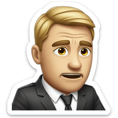 a male spy agent crying over the lose of his partner sticker