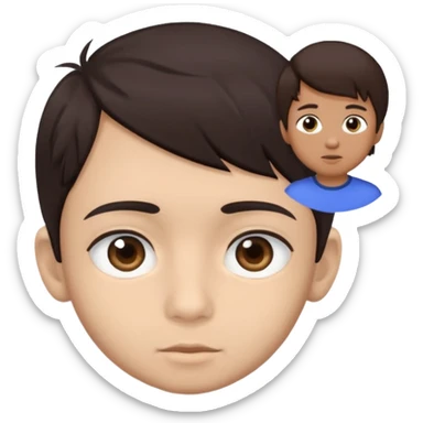 Dark brown hair, make the boy mixed race and is a boy and make his iris a bit smaller sticker
