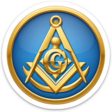 Masonic Square and Compass, classic gold and blue, simple Apple emoji style sticker