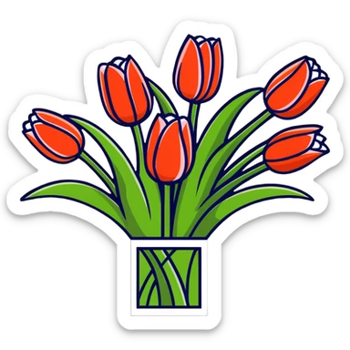beautiful bouquet of colorful tulips sticker