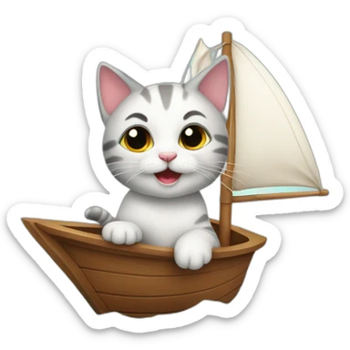 Very cute kitten sailing on a boat sticker