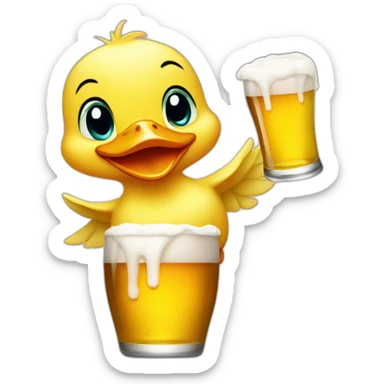baby duck balancing a beer sticker