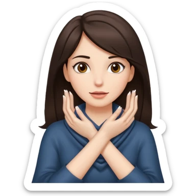 a brunette woman with two hands wrapped around her neck sticker