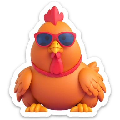 chicken with shades, looking relaxed and stylish sticker