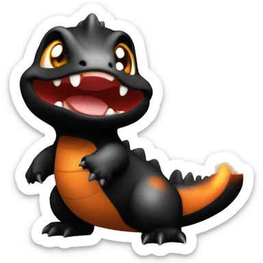 Black Shiny Charmander with a flame on its tail-tip sticker