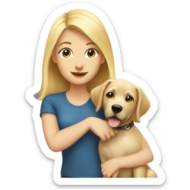 blonde girl with labrador dog sticker