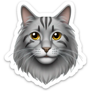Long hair gray cat in black football jersey  sticker