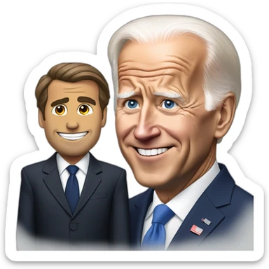 Joe Biden with Emanuel Macron sticker