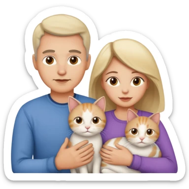 mama, papa niña y gata sticker