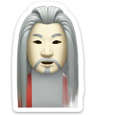 noh-mask-longhair-japanese-kimono-massive-man sticker