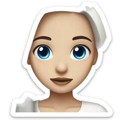 girl with blue eyes, long black hair in a light blouse sticker