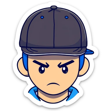 sad party guy with a snapback hat sticker