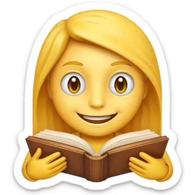 A emoji with a book in its hands like these but combined 😁📖 no pink thing on its face  sticker