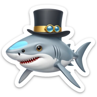 shark with a fancy top hat sticker