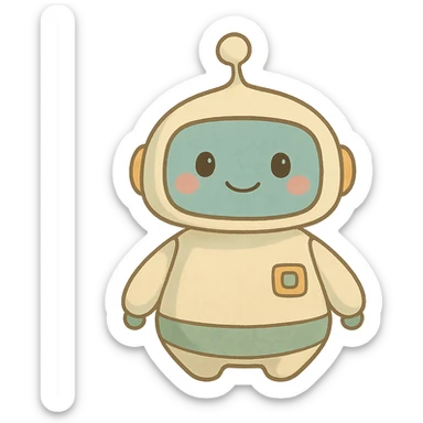 ghibli style cute AI assistant, soft colors sticker