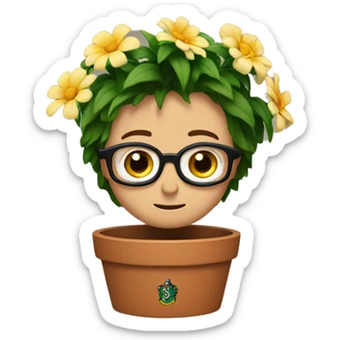 A Harry Potter is sitting in a flower pot sticker