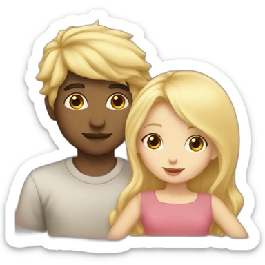 A blond boy who kisses a pretty blonde girl  sticker
