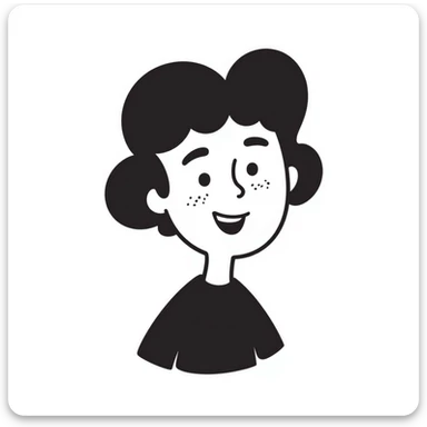 hand-drawn doodle of a happy person named Mykyta, big smile, simple lines sticker