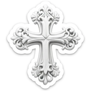white ornate cross sticker