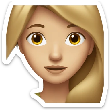 Teenage girl with long light brown hair and brown eyes sticker