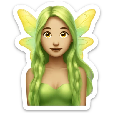 Beautiful, fairy, gold, yellow, green, long hair, big wings sticker