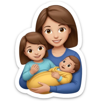 Mother holding infant brown hair fair skin sticker