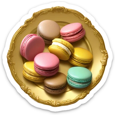 vintage rococo macarons on golden plate sticker