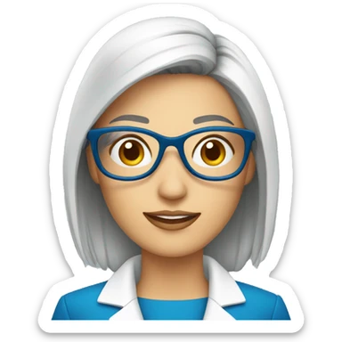 consultor de test clara empresarial con lentes y traje azul sticker