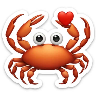 Crab with heart sticker